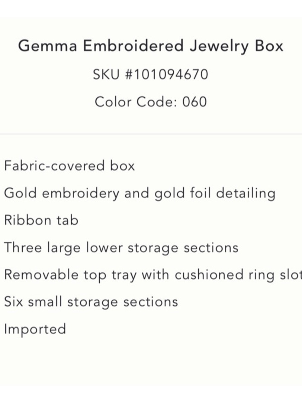 Gemma Embroidered Jewelry Box - Picture 3 of 10